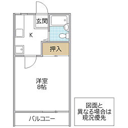 マンハイツ1 1Kの間取図画像