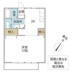コーポセジュール 1DKの間取図画像