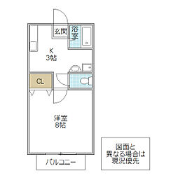 CASAパシフィック 1Kの間取図画像