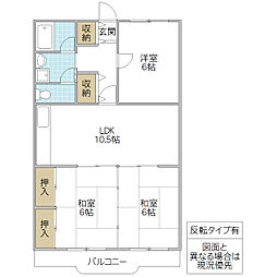 大みかガーデンハウス 104号室 1階3LDKの間取り
