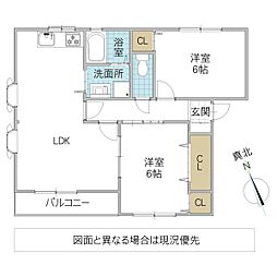 パセオ・トロワ 2LDKの間取図画像