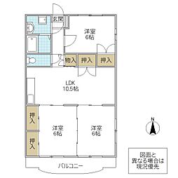 常豊齋藤ビル 3LDKの間取図画像