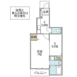 レーヴソレイユ1 1SKの間取図画像