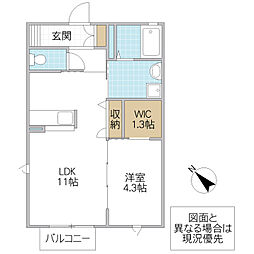 あべにゅー・こも 1LDKの間取図画像