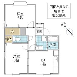フォーレストハイツ 2DKの間取図画像