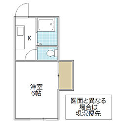 くがやコーポE 1Kの間取図画像