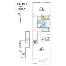 カメリア双葉 1LDKの間取図画像