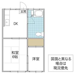 玉姫ハイツ 2DKの間取図画像