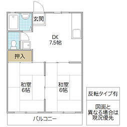 ハイツ静和 2DKの間取図画像