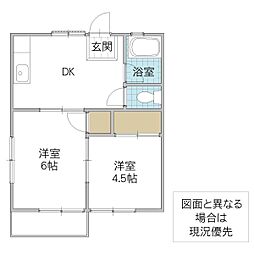 小川ハイツ 2階2DKの間取り
