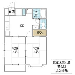 アートヒルズ鈴木 2DKの間取図画像