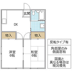 富山マンション 1階2DKの間取り