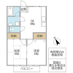 ブライトハイツ 1階2DKの間取り