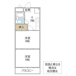 黒澤ビル 3階2Kの間取り