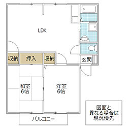 メゾンドリーム　A 1階2LDKの間取り