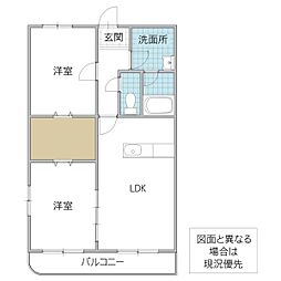 クレッシェンドビル 2LDKの間取図画像