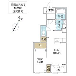 aimable 1階1LDKの間取り