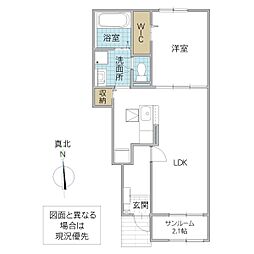 グランドゥール 1階1LDKの間取り