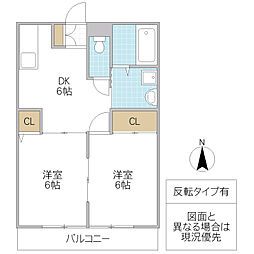 オリエンタルコート 2DKの間取図画像