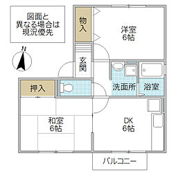 タントミールB 2DKの間取図画像