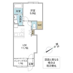 仮)那珂市菅谷字江向東新築アパート 1LDKの間取図画像