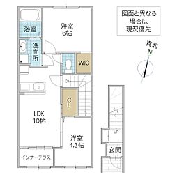 仮)那珂市菅谷字大木内新築アパート 2LDKの間取図画像
