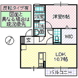 パークサイド・リラD 1LDKの間取図画像