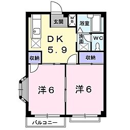 エルディム笹島 2DKの間取図画像