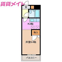 ハイツエリシャン 1Kの間取図画像