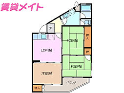 鈴与マンション 3階3DKの間取り