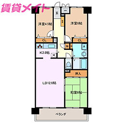 ガーデンプラザファミール富田 3LDKの間取図画像