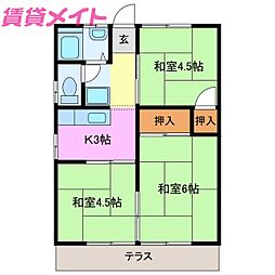 コーポうえの 1階3Kの間取り