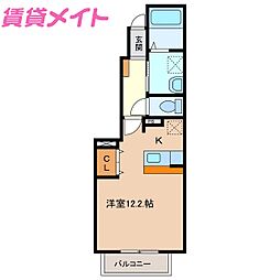 エアリー谷口Ｂ 1階ワンルームの間取り