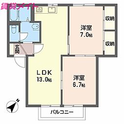 メルベール西富田 2階/-