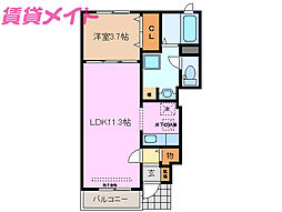 カーサ　ラピタ 1階1LDKの間取り