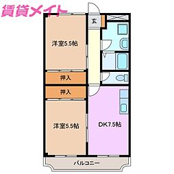 アポロパーク 4階2DKの間取り