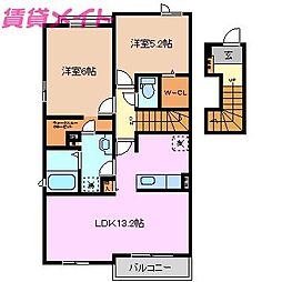 アプランド 2LDKの間取図画像