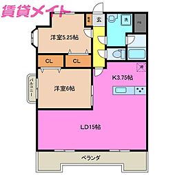 モン・クレッシュ 2LDKの間取図画像