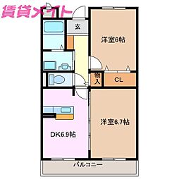 フランアンジュ 2DKの間取図画像