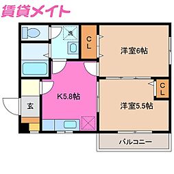 ヴィア・ラッテア 2Kの間取図画像