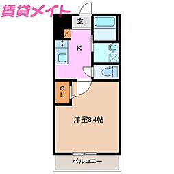 ピュアハウスかすみ 1Kの間取図画像