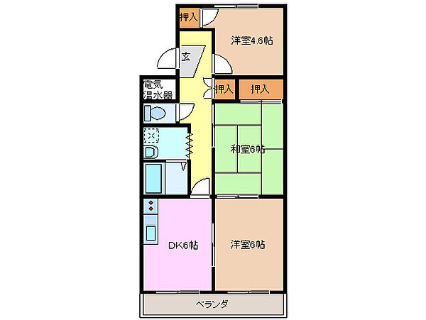 三重県桑名市大字安永(賃貸マンション3DK・3階・50.22㎡)の写真 その2