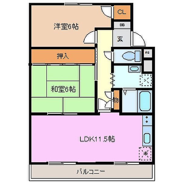 三重県桑名市大字和泉(賃貸マンション2LDK・1階・55.80㎡)の写真 その2