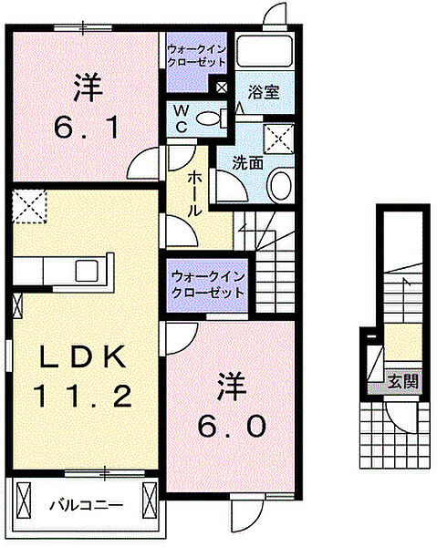 三重県桑名市大字江場(賃貸アパート2LDK・2階・57.64㎡)の写真 その2