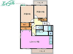 アネックスAYA 1階2LDKの間取り