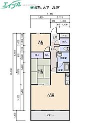 サンサイドテラス 1階2LDKの間取り