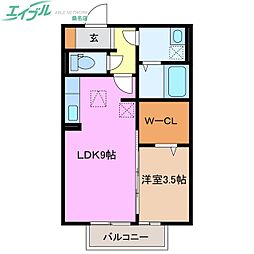 グランモア Ｓ 1階1LDKの間取り