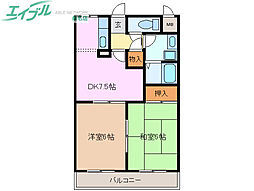 ピースハイツ 2DKの間取図画像