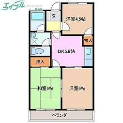 グランメールトミー 1階3DKの間取り