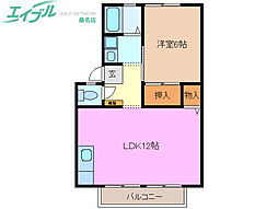 コリーナエスペランサ C棟 1階1LDKの間取り